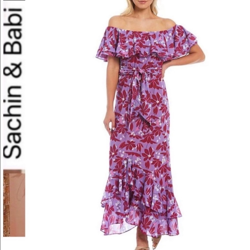 Sachin & Babi Off the Shoulder Tiered Hem Maxi Dr